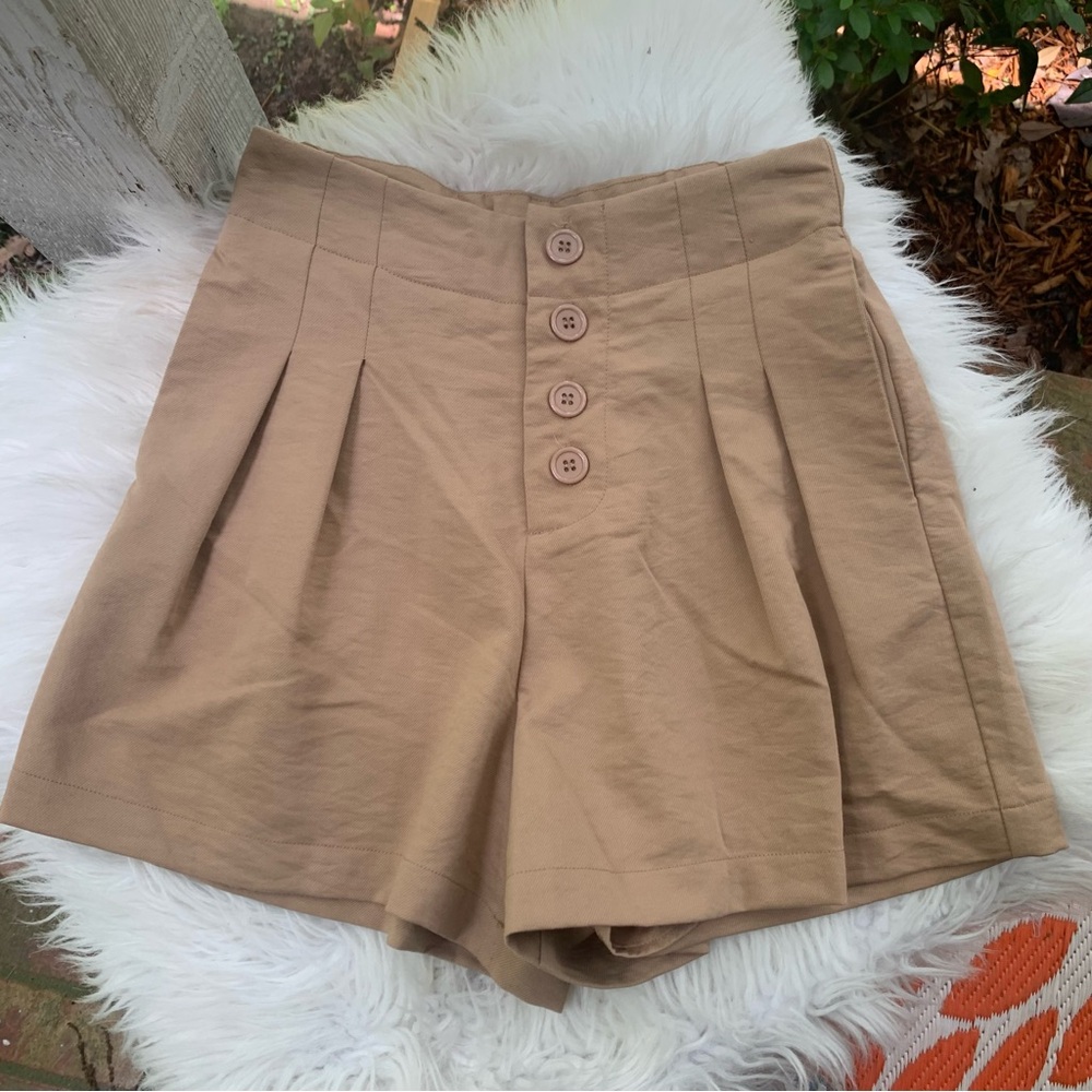 Easel Tan Pleated Shorts